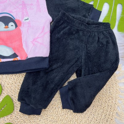 TileeSul- Conj. de pelinho Pinguim Preto e rosa
